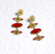 Simulated Stone Gold Plated Silver Earrings