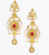 Simulated Stone Studded Gold Plated Silver Earrings