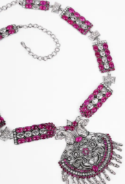 Simulated Onyx Stone Silver Necklace