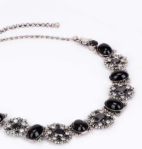 Simulated Stone Oxidized Silver Necklace