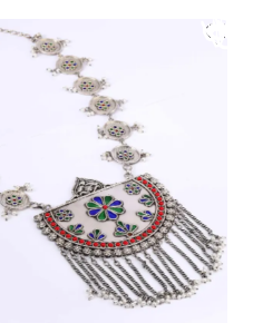 Simulated Stone Oxidized Silver Necklace