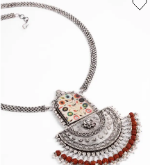 Rudraksha Beads Oxidized Silver Necklace