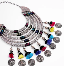 Engraved Oxidized Silver Hasuli Necklace