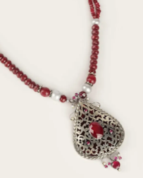 Simulated Stone Studded Silver Necklace