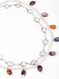 White Pearl and Simulated Stone Necklace