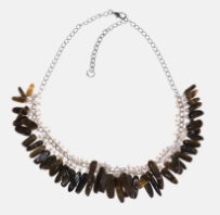 Simulated Stone Studded Pearl Necklace