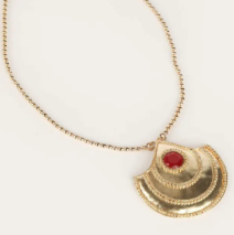 Simulated Stone Studded Brass Necklace