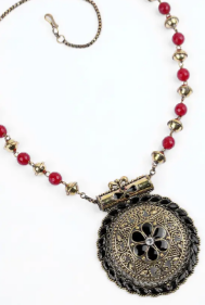 Black Stone Brass Necklace