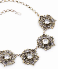 Simulated Stone Brass Necklace