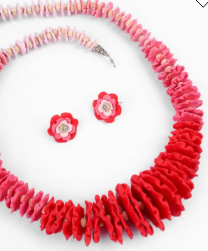 Red Clay Beads Necklace Set
