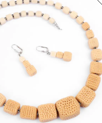 Brown Clay Beads Necklace Set