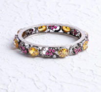 Stone Oxidized Silver Bangle