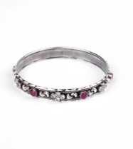 Simulated American Diamond Oxidized Silver Bracelet