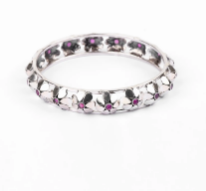 Simulated Ruby Oxidized Silver Bangle