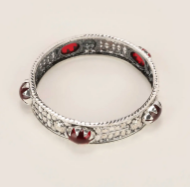 Simulated Stone Oxidized Silver Bangle