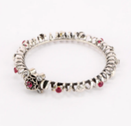 Simulated Stone Studded Oxidized Silver Bangle