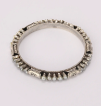 Pearl Studded Oxidized Silver Bangle