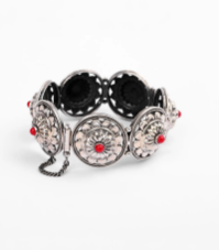 Simulated Coral Oxidized Silver Bracelet