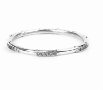 Simulated Stone Oxidized Silver Bangle