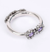 Simulated Stone Studded Oxidized Silver Bangle