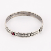 Simulated Stone Studded Oxidized Silver Bangle