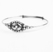 Pearl Studded Oxidized Silver Bangle