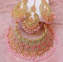New Neckless For Women International Grated In Indian Gold Plated Thai Stone Jewellery Necklace Set Traditional Gold Plated Wedding Choker Necklace Earrings And Tikli Jewellery Set Traditional - Necklace For Girls