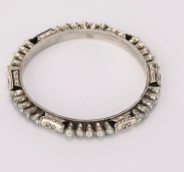Pearl Studded Oxidized Silver Bangle