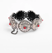 Simulated Coral Oxidized Silver Bracelet