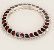 Silver Mina Detailed Bangle