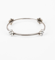 Pearl Oxidized Silver Bangle
