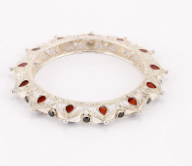 Silver Mina Detailed Bangle