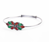 Mina Detailed Oxidized Silver Bracelet