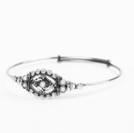 Pearl Studded Oxidized Silver Bangle