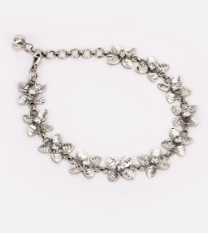 Simulated Stone Studded Silver Bracelet