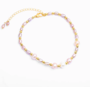 Multicolour Pearl Silver Chain Bracelet