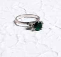 Simulated Emerald Oxidized Silver Ring