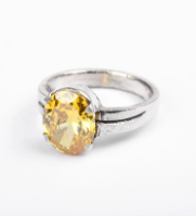 Simulated Topaz Oxidized Silver Ring