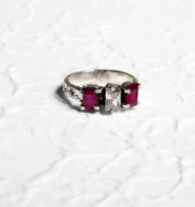 Simulated Ruby Oxidized Silver Ring