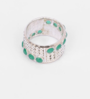Simulated Emerald Silver Ring