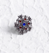 Mina Detailed Oxidized Silver Ring