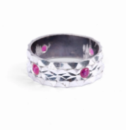 Simulated Ruby Oxidized Silver Ring