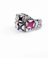 Simulated Ruby Oxidized Silver Ring