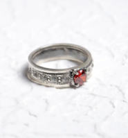 Simulated Stone Studded Oxidized Silver Ring