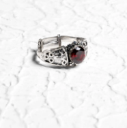 Simulated Stone Oxidized Silver Ring