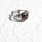 Simulated Stone Oxidized Silver Ring