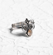 Simulated Ruby Oxidized Silver Ring