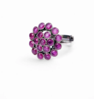 Simulated Stone Studded Oxidized Silver Ring