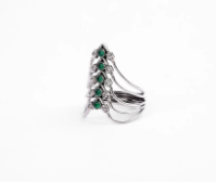 Simulated Emerald Oxidized Silver Ring