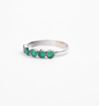 Simulated Emerald Oxidized Silver Ring